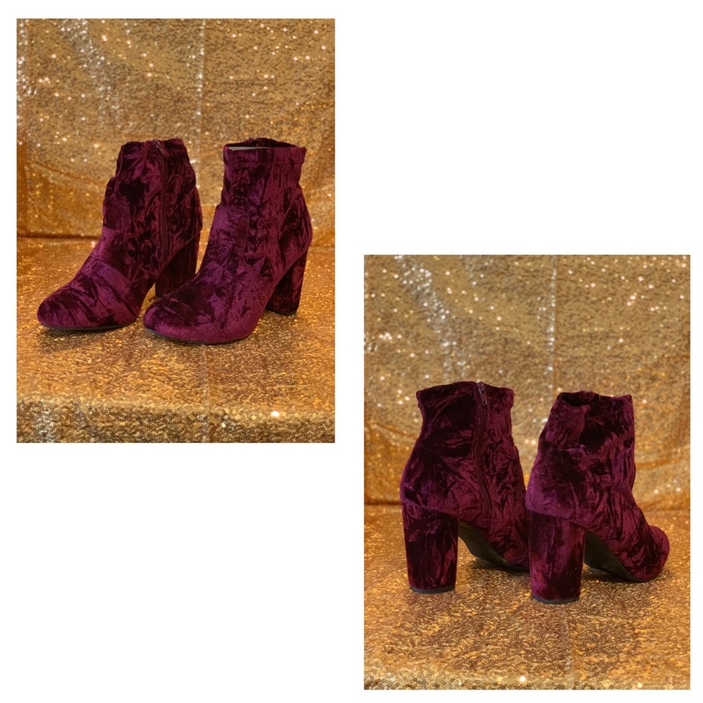 Burgundy/Wine Suede Heel Booties